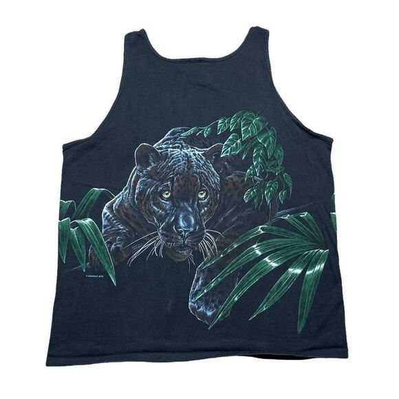 RARE Vintage 1995 Oneita Double Side Philadelphia Zoo Black Panther Mens Tank L - Picture 4 of 9